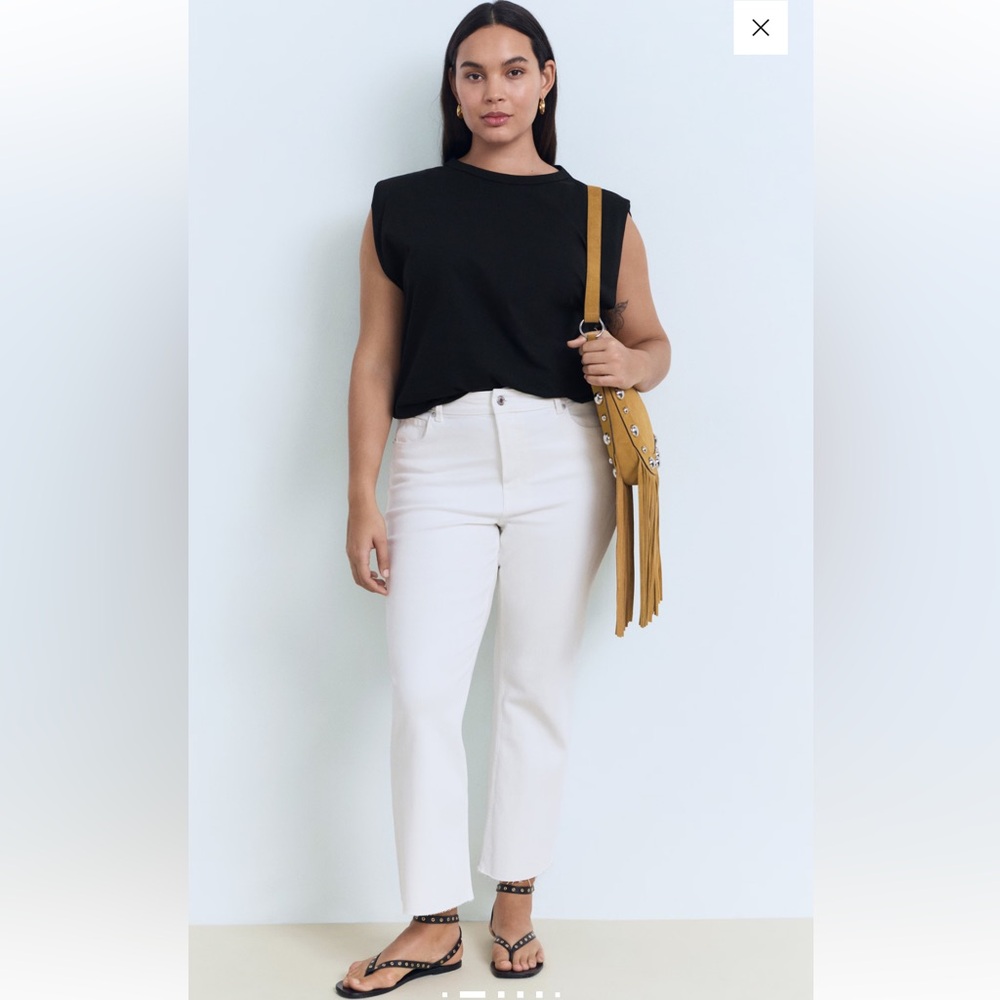 Mango Black Top with Padded Shoulders Size S-M